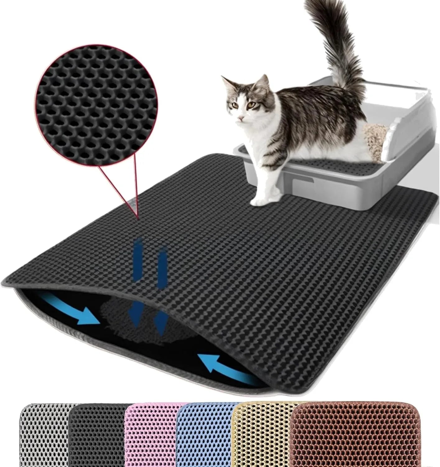 Pet Litter Mat — Double Layer, Non-Slip & Waterproof