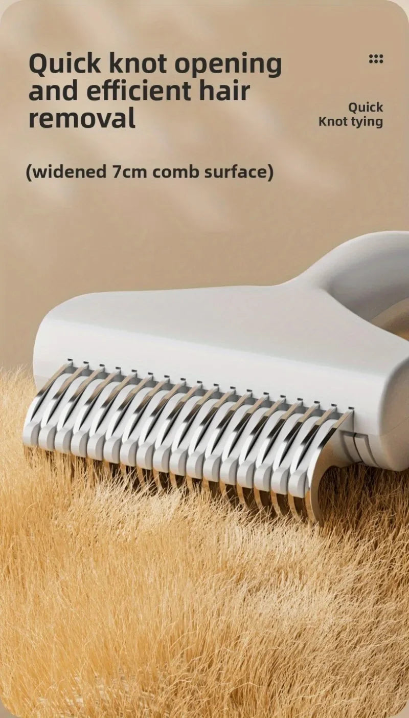 Pet Dematting Comb with Self-Cleaning Button
