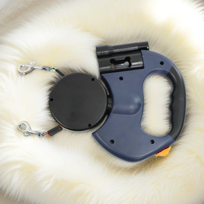 Retractable Dual Pet Leash with LED Light & 360° Swivel
