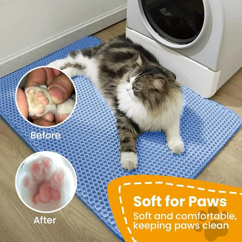 Pet Litter Mat — Double Layer, Non-Slip & Waterproof