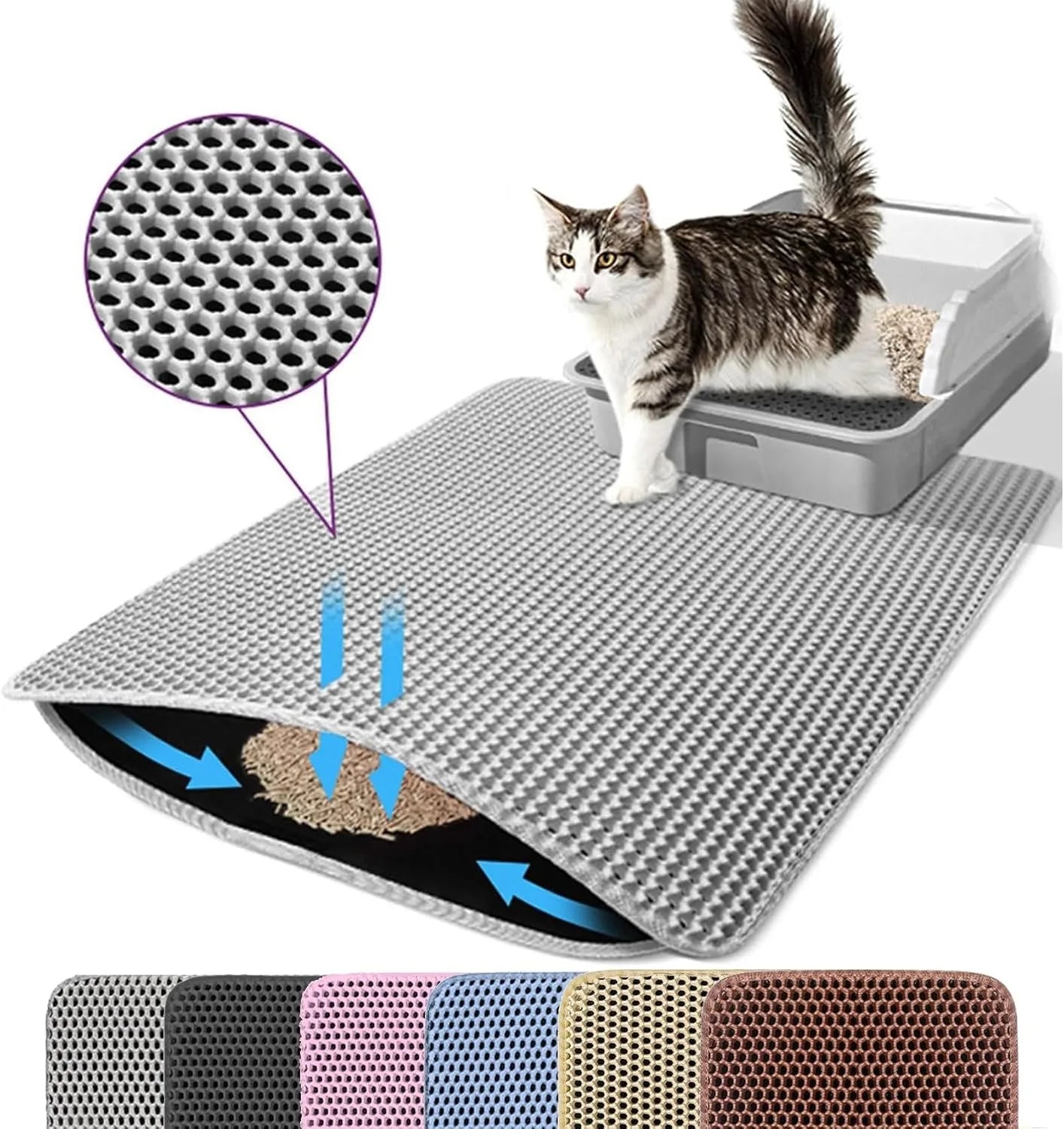 Pet Litter Mat — Double Layer, Non-Slip & Waterproof