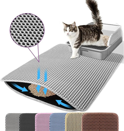 Pet Litter Mat — Double Layer, Non-Slip & Waterproof