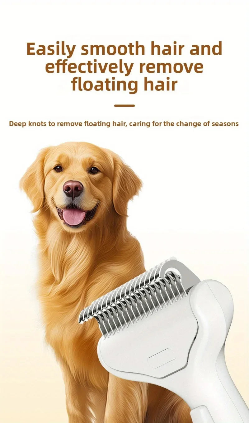 Pet Dematting Comb with Self-Cleaning Button