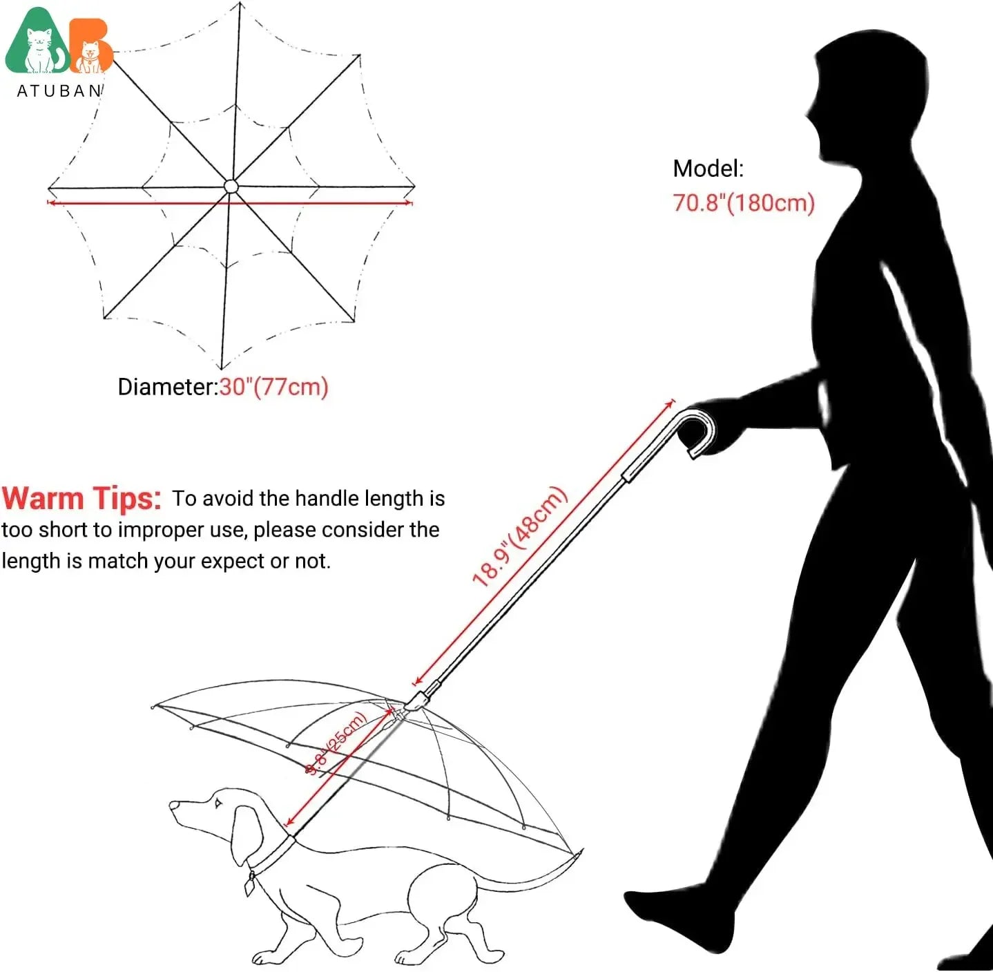 Pet Umbrella with Built-In Leash