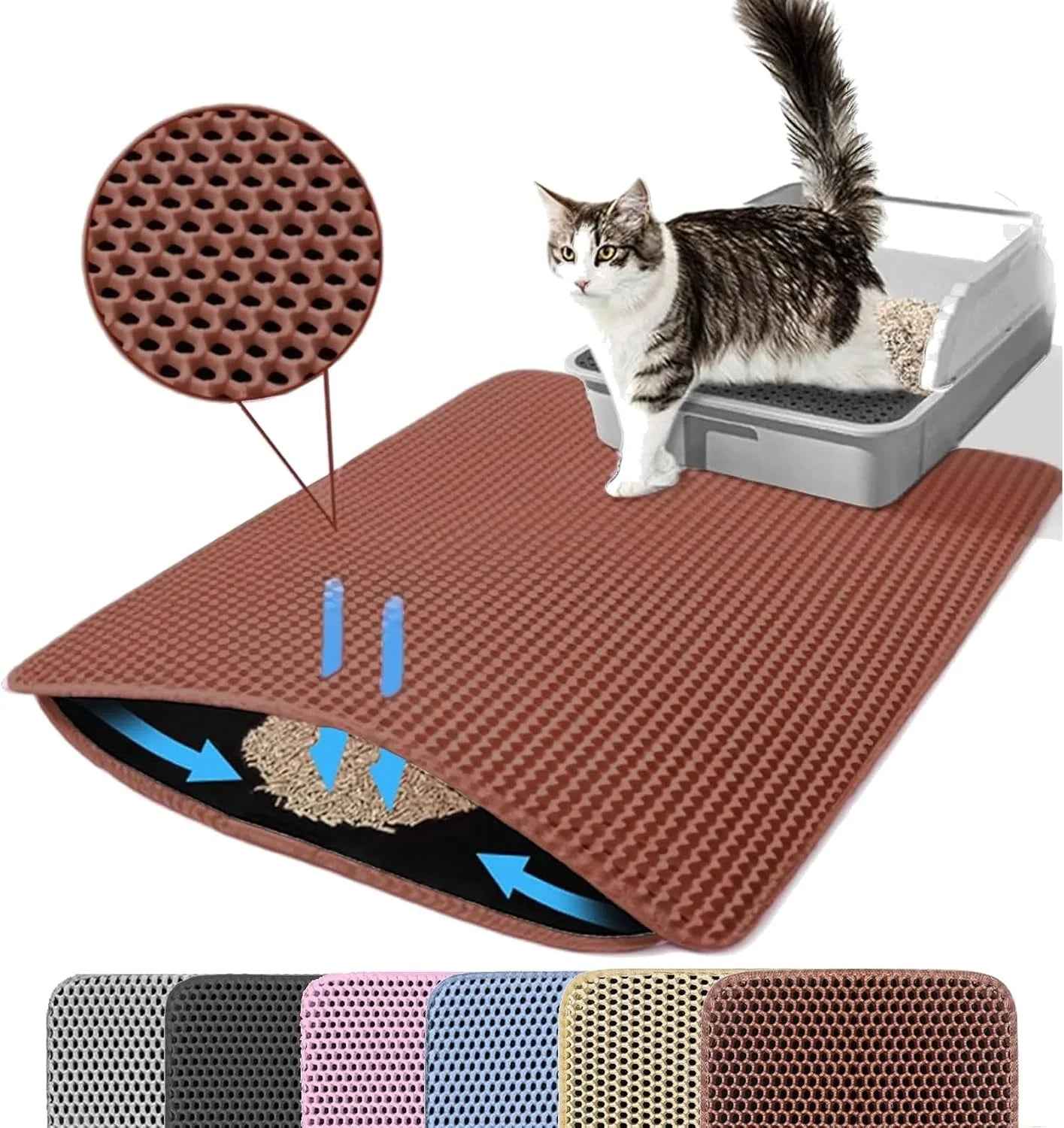 Pet Litter Mat — Double Layer, Non-Slip & Waterproof