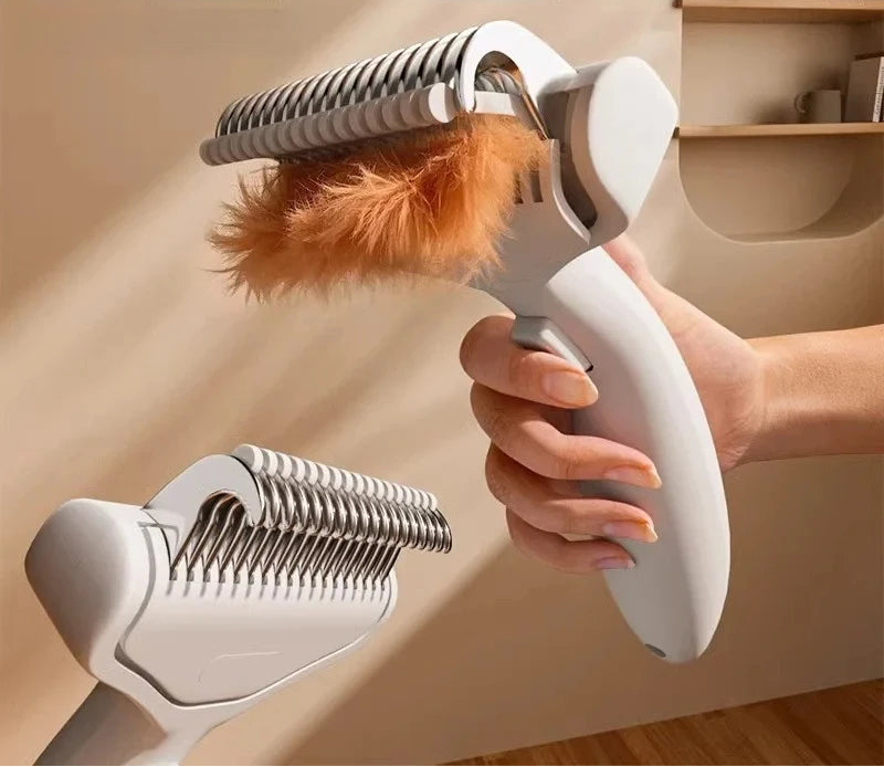 Pet Dematting Comb with Self-Cleaning Button