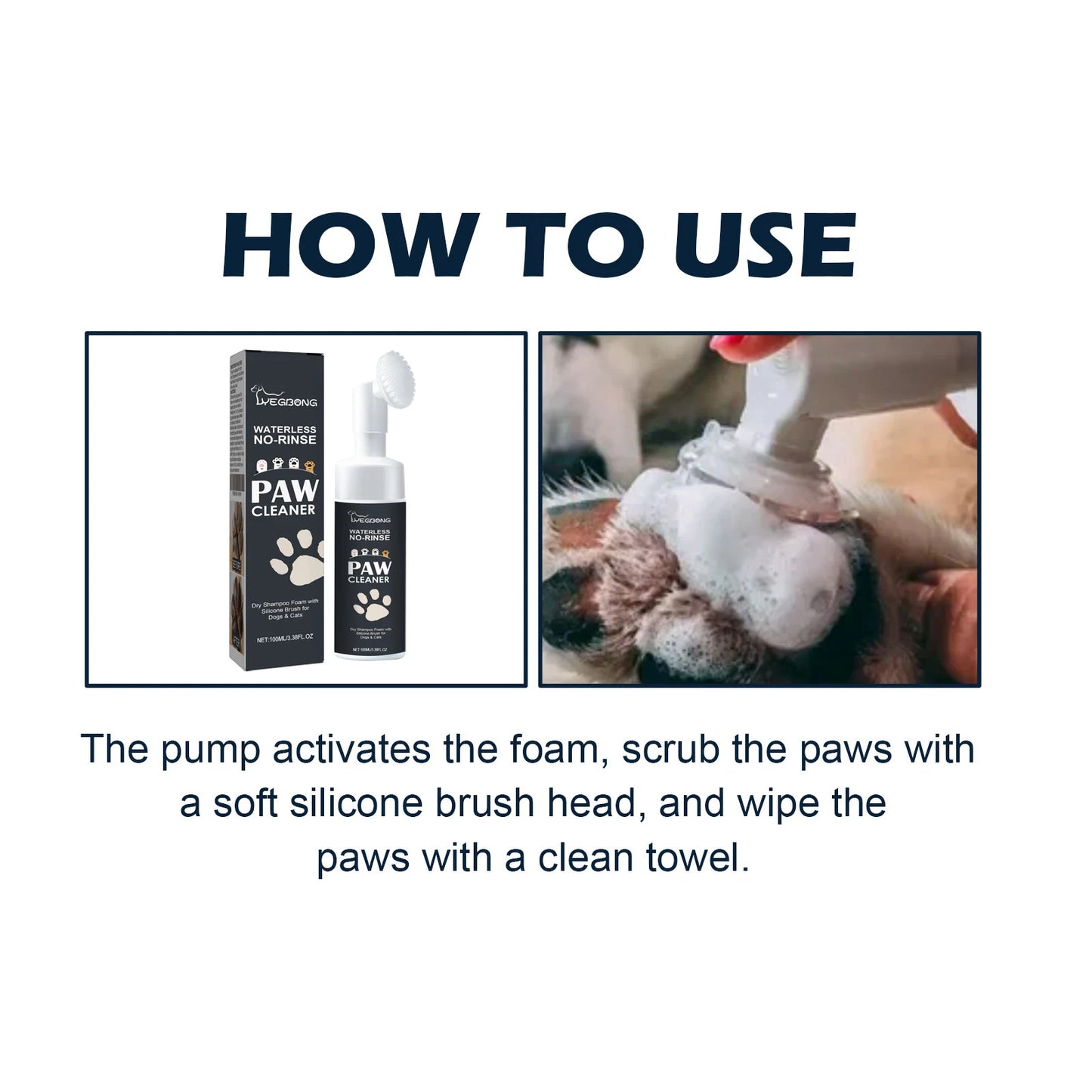 Pet Paw Cleaner Foam with Silicone Brush