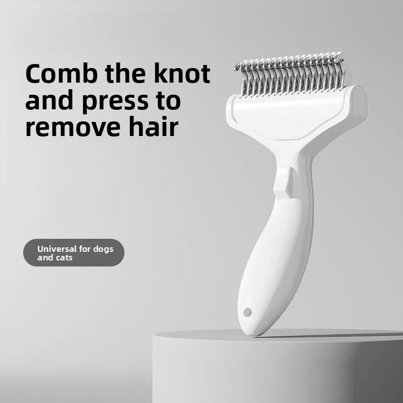 Pet Dematting Comb with Self-Cleaning Button