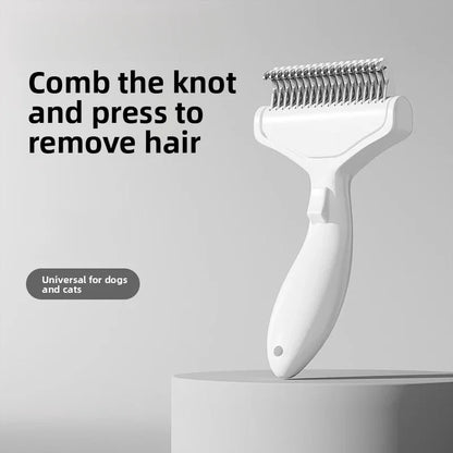 Pet Dematting Comb with Self-Cleaning Button