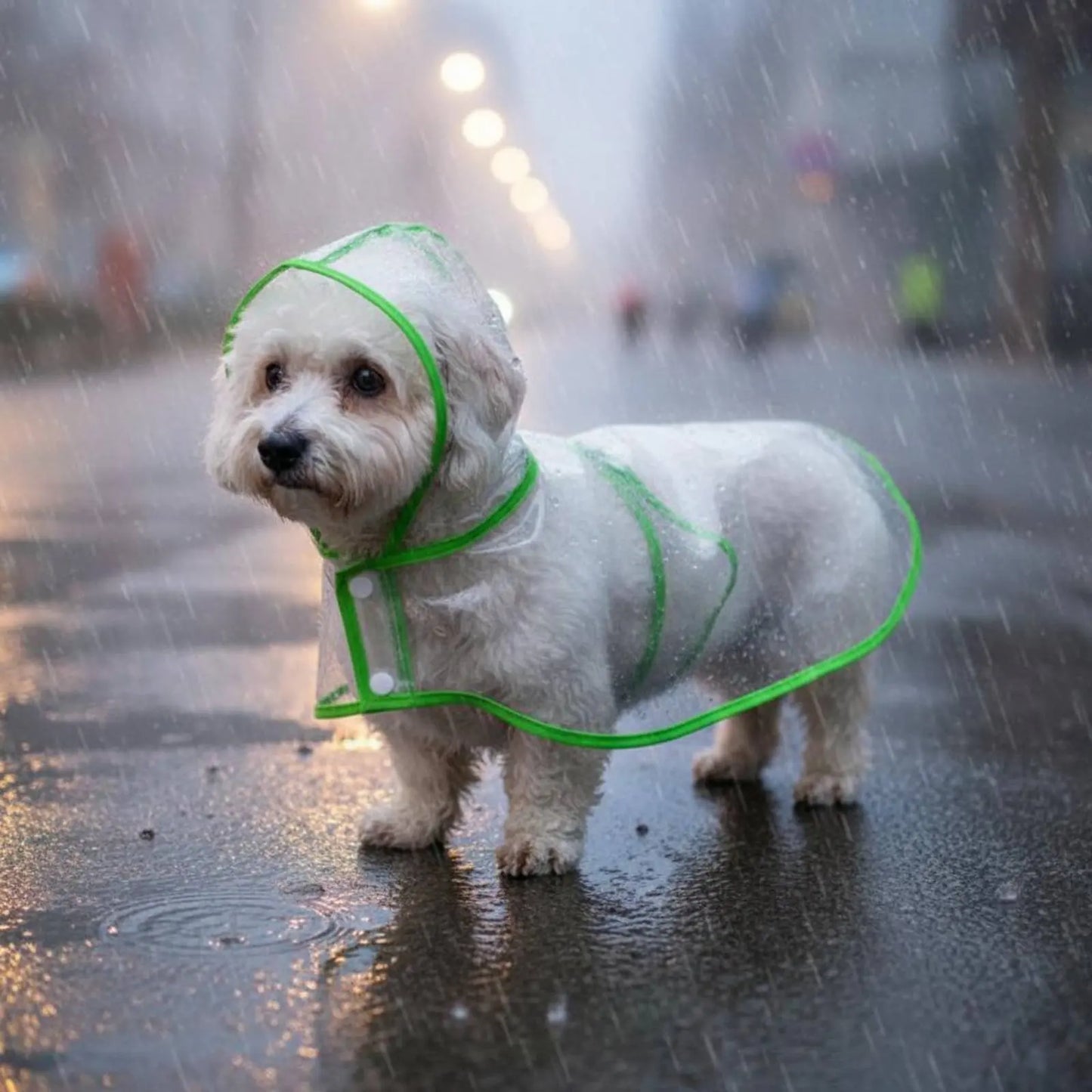 Transparent Hooded Dog Raincoat