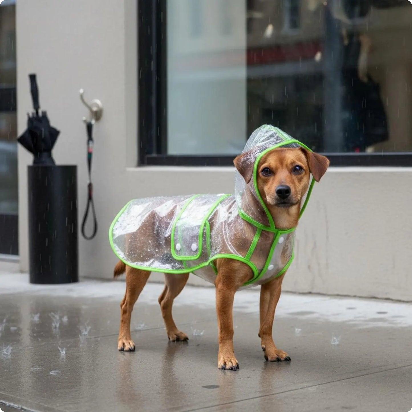 Transparent Hooded Dog Raincoat
