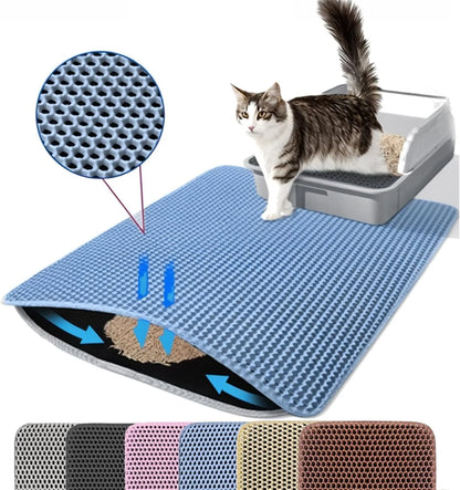 Pet Litter Mat — Double Layer, Non-Slip & Waterproof