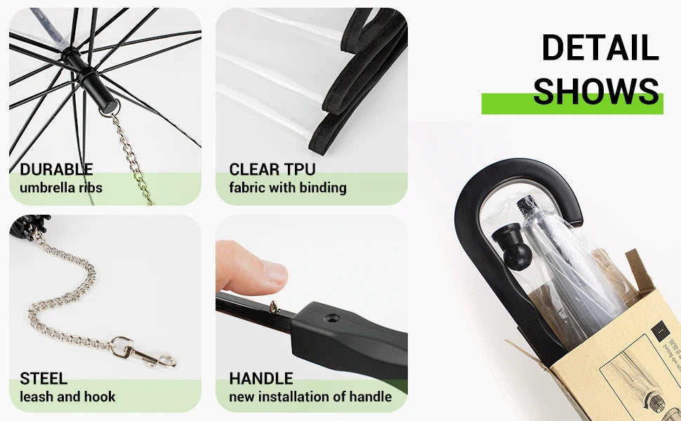 Pet Umbrella with Built-In Leash