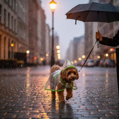 Transparent Hooded Dog Raincoat