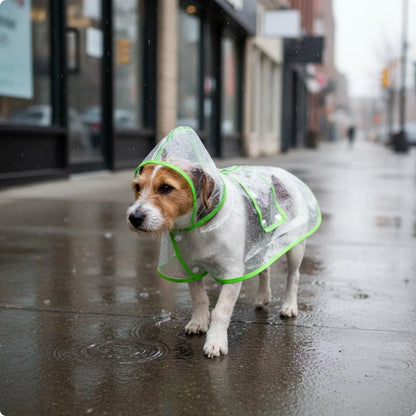 Transparent Hooded Dog Raincoat
