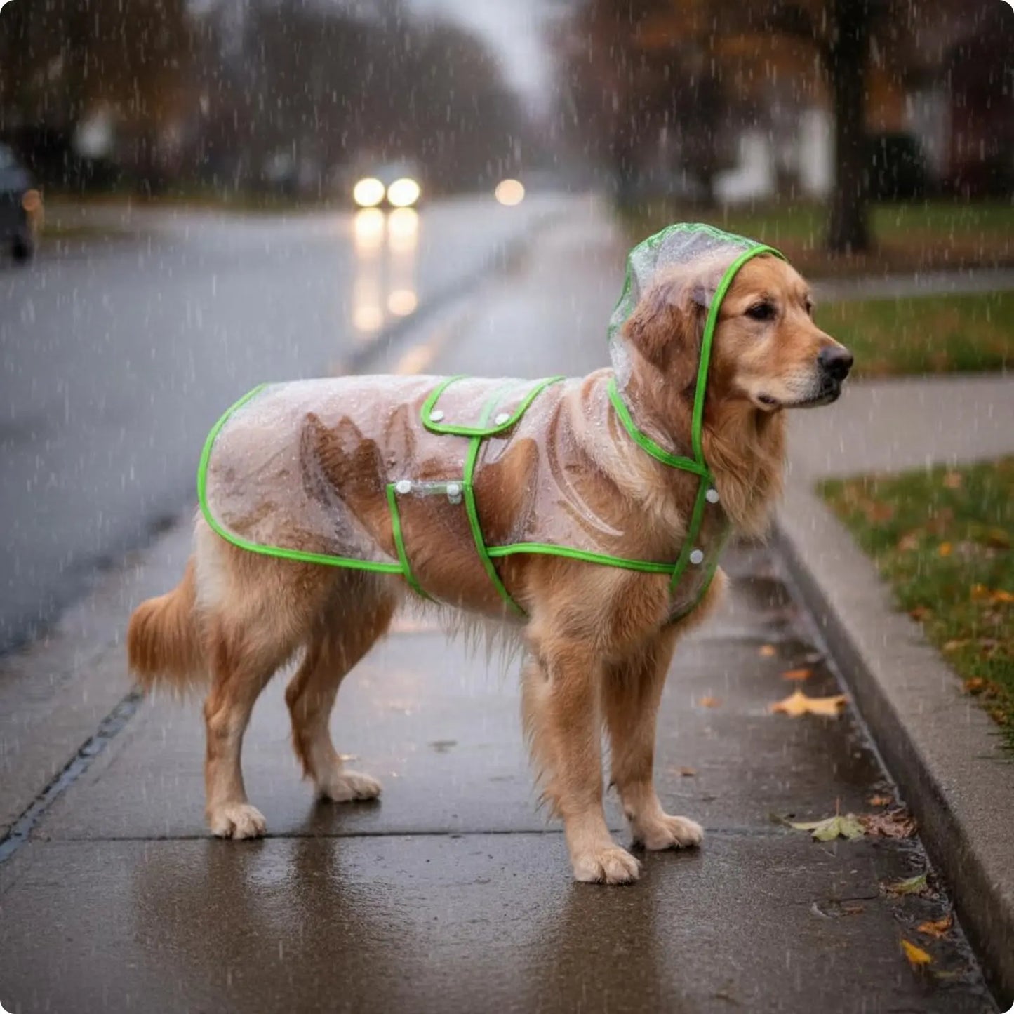 Transparent Hooded Dog Raincoat