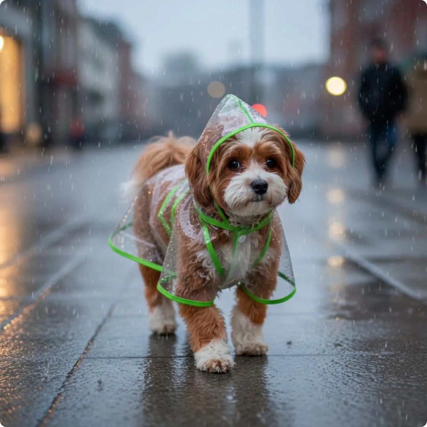 Transparent Hooded Dog Raincoat