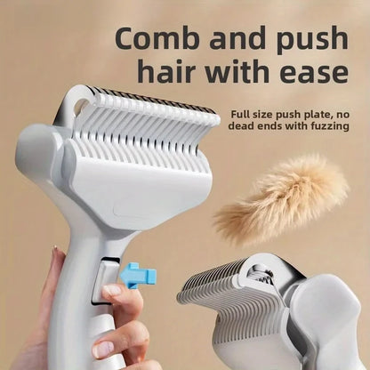 Pet Dematting Comb with Self-Cleaning Button