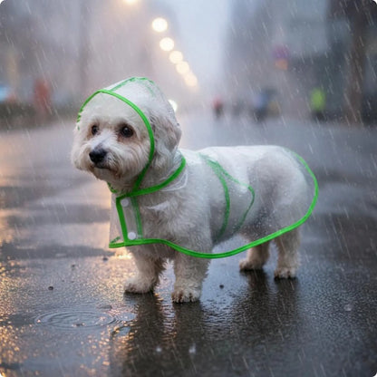 Transparent Hooded Dog Raincoat