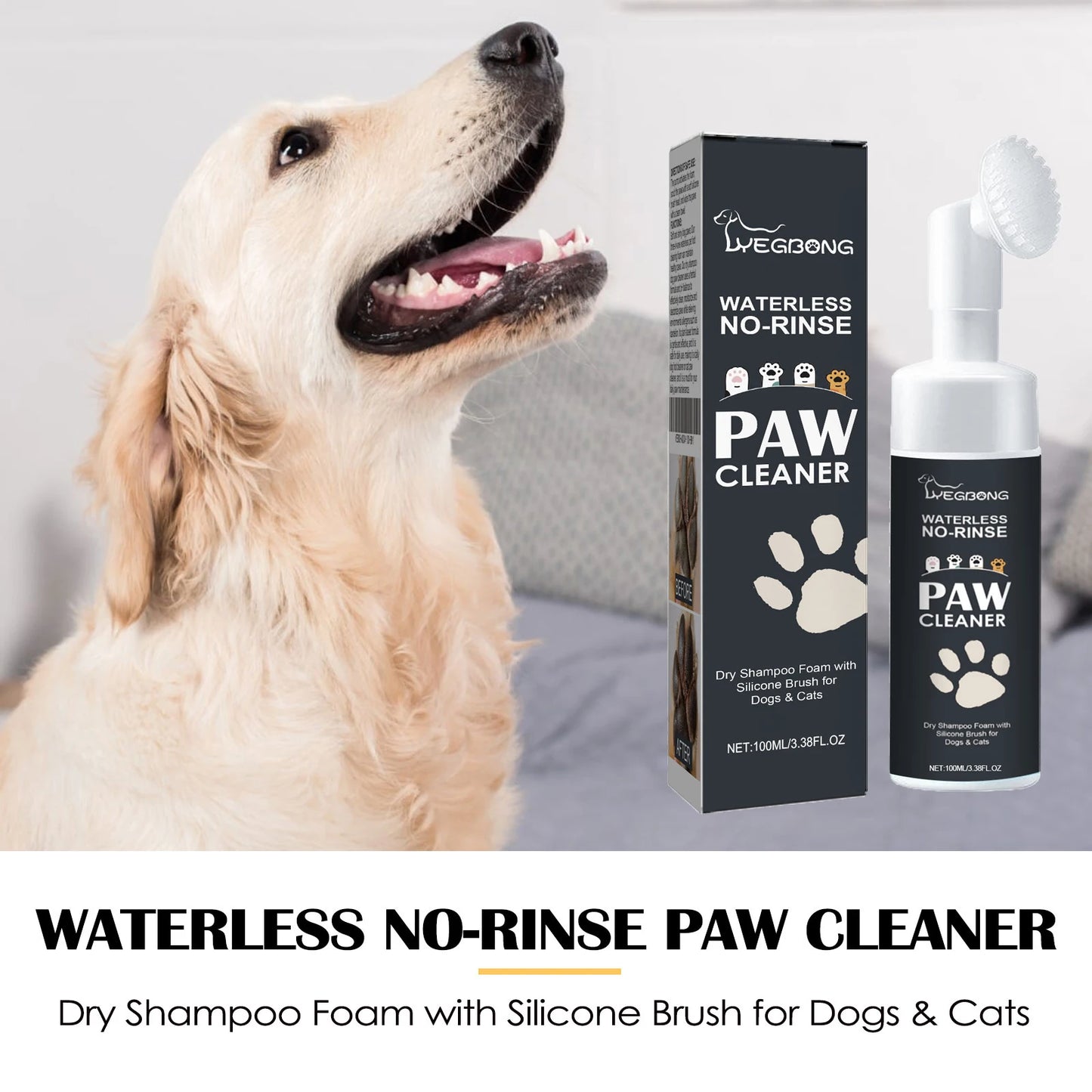 Pet Paw Cleaner Foam with Silicone Brush