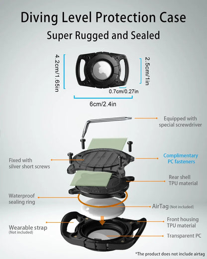 IP68 Waterproof AirTag Pet Collar Holder