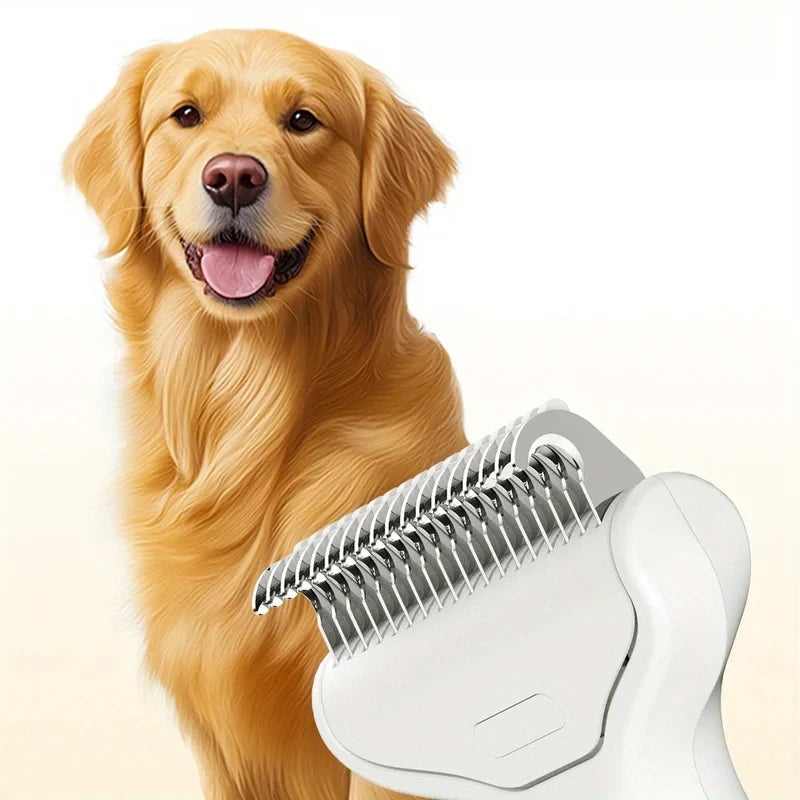 Pet Dematting Comb with Self-Cleaning Button