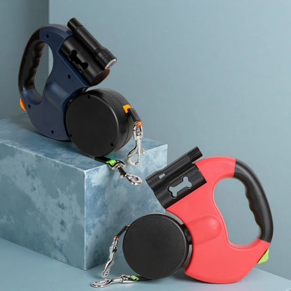 Retractable Dual Pet Leash with LED Light & 360° Swivel