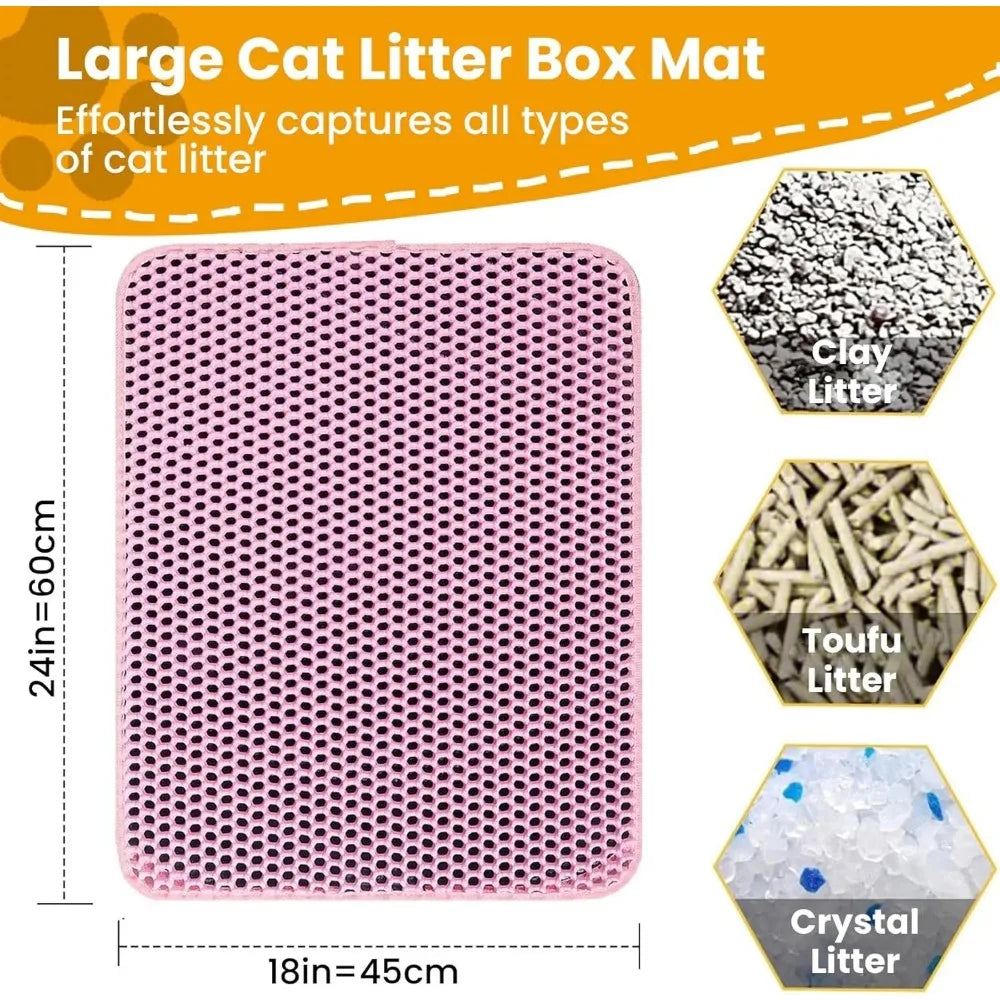 Pet Litter Mat — Double Layer, Non-Slip & Waterproof