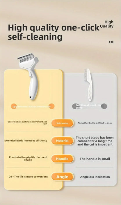Pet Dematting Comb with Self-Cleaning Button